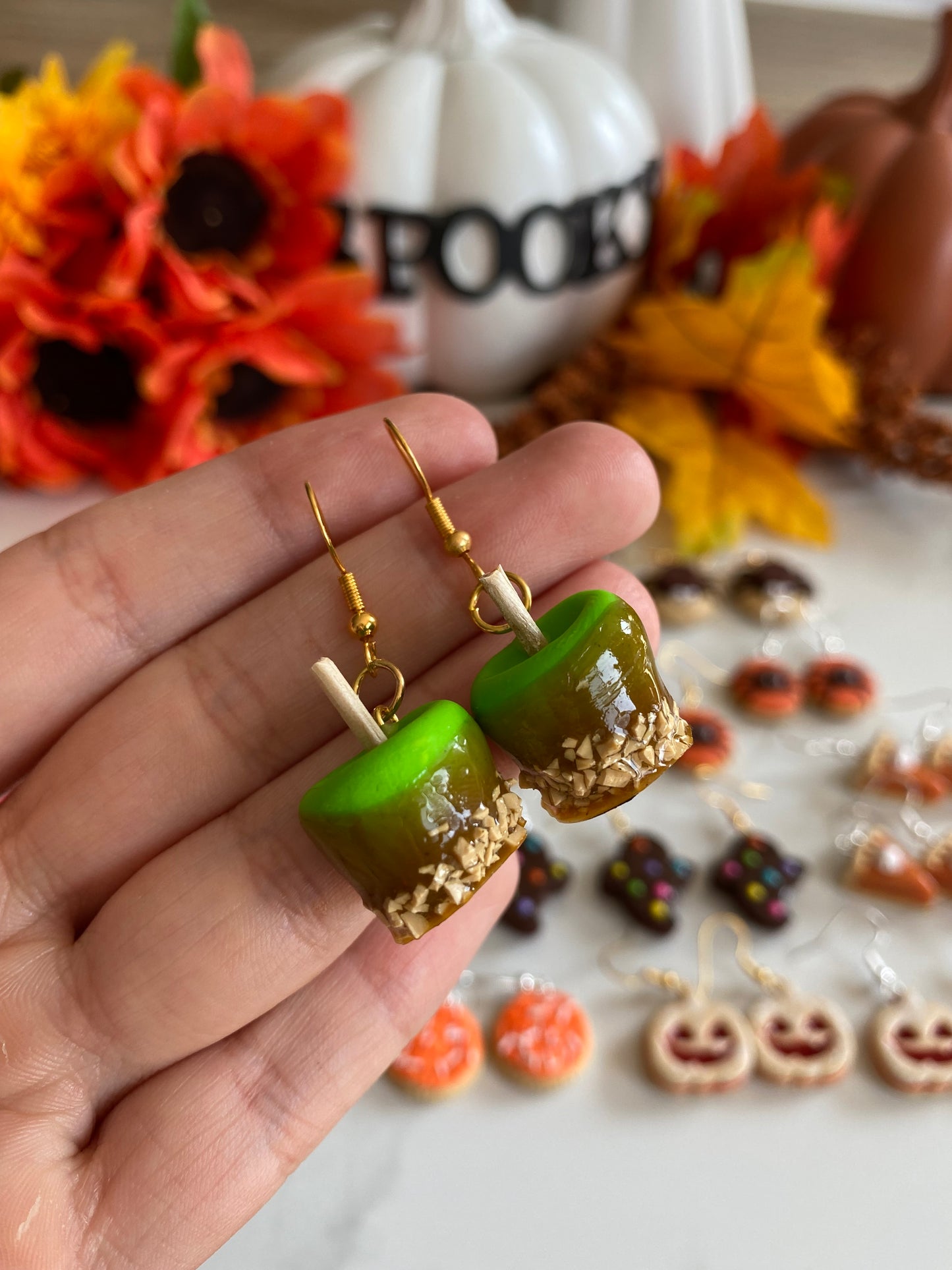 Candy apple earrings
