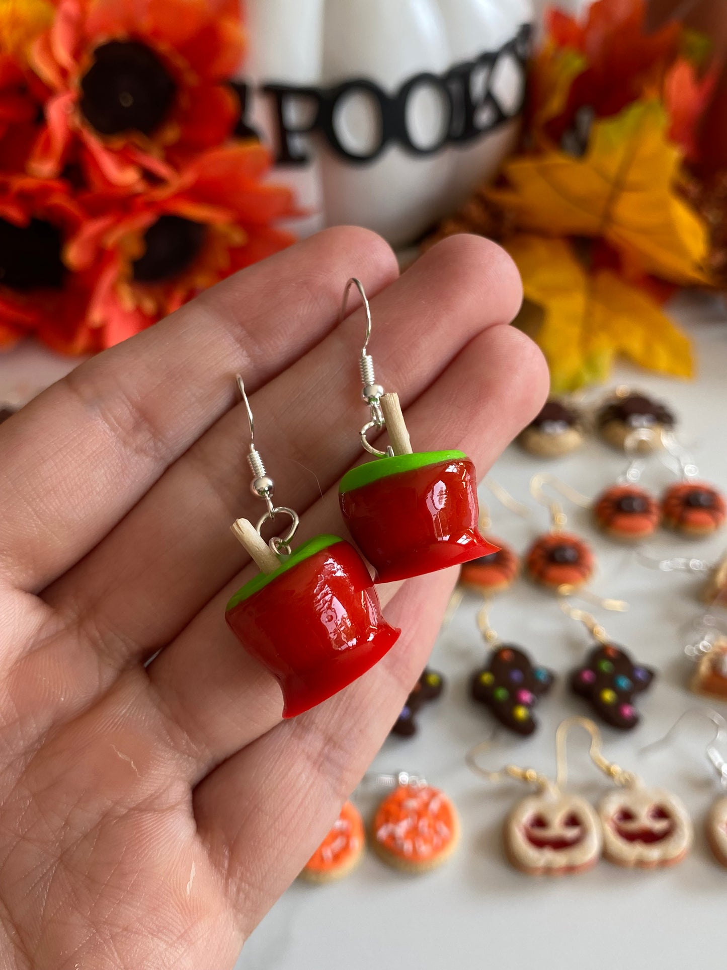 Candy apple earrings