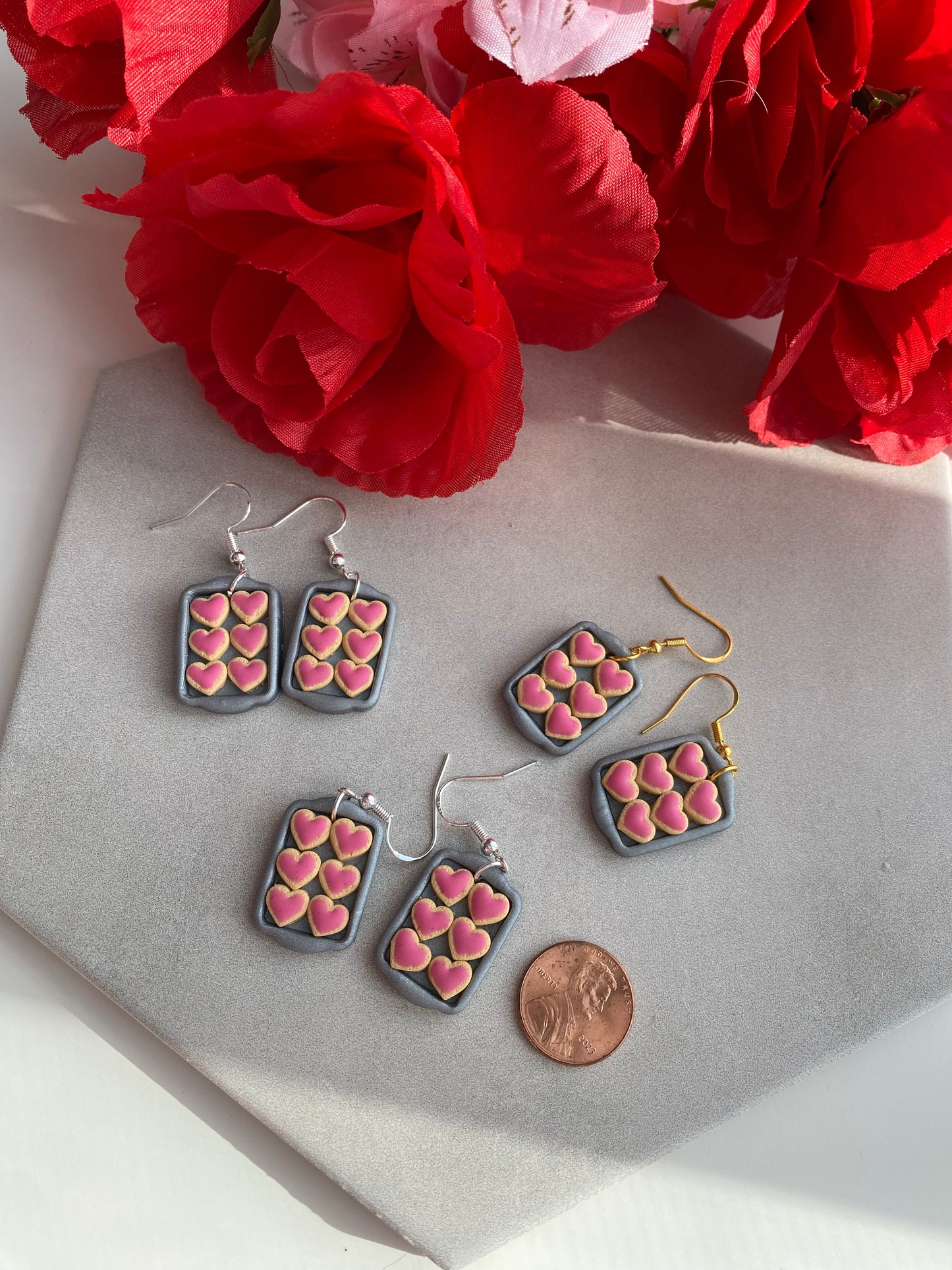heart cookie sheet earrings