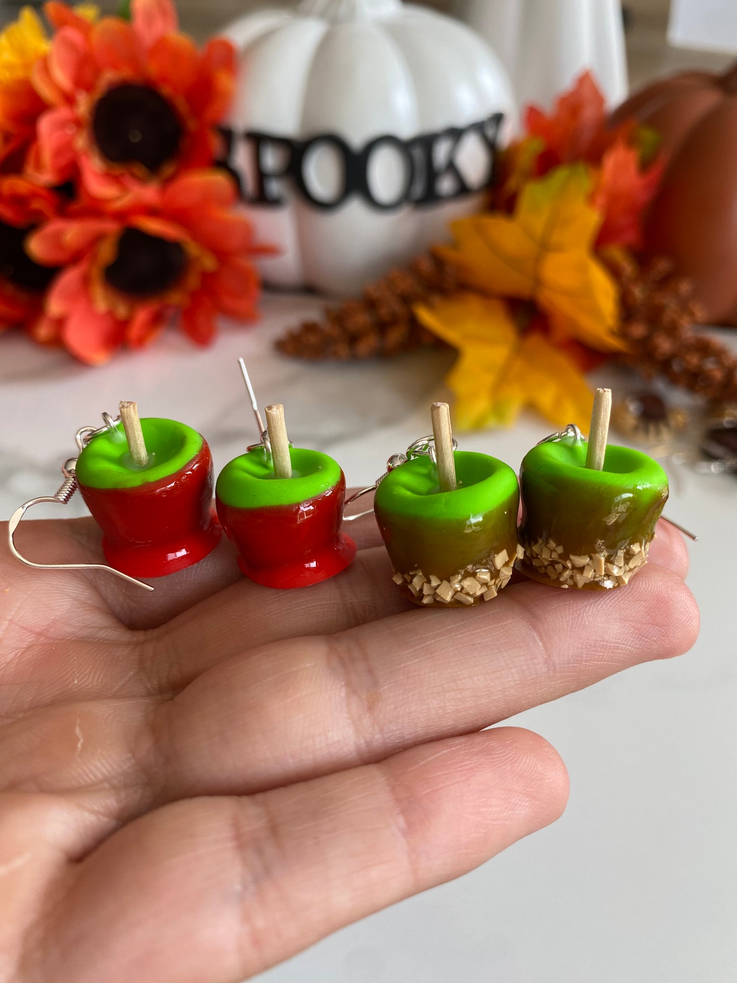 Candy apple earrings