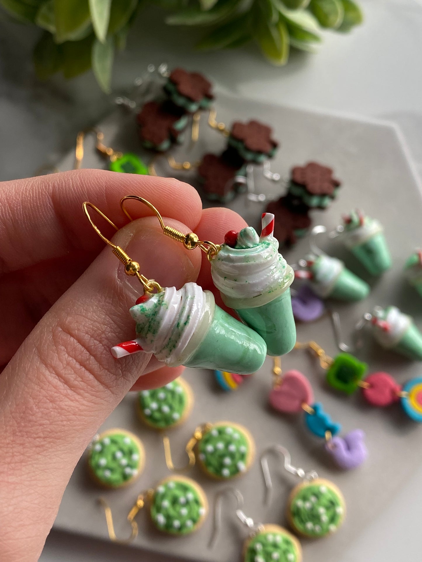 Shamrock shake earrings