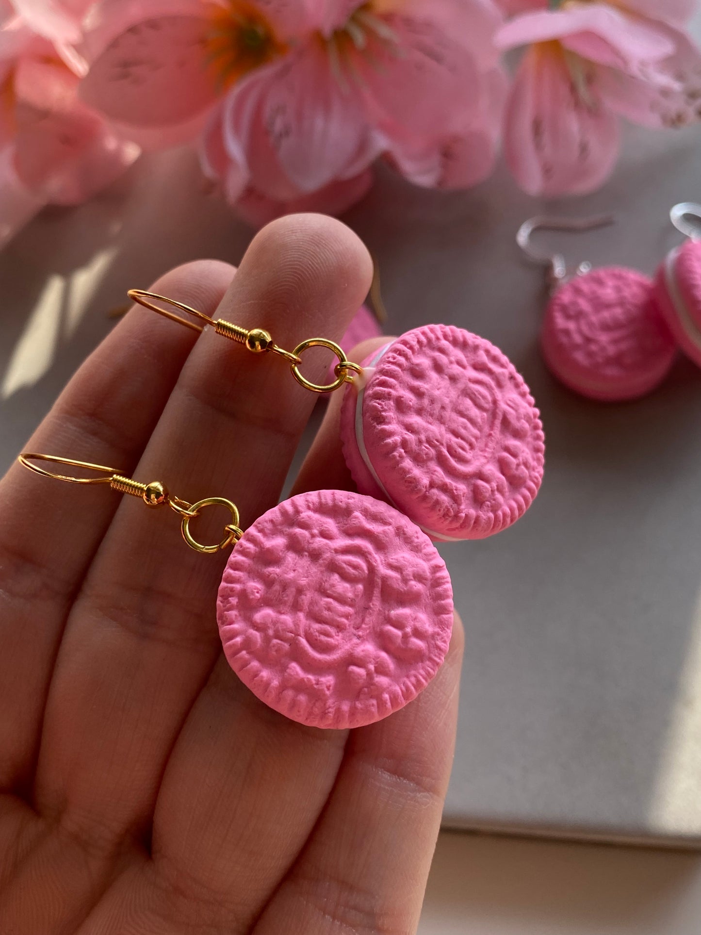 Pink Oreo earrings