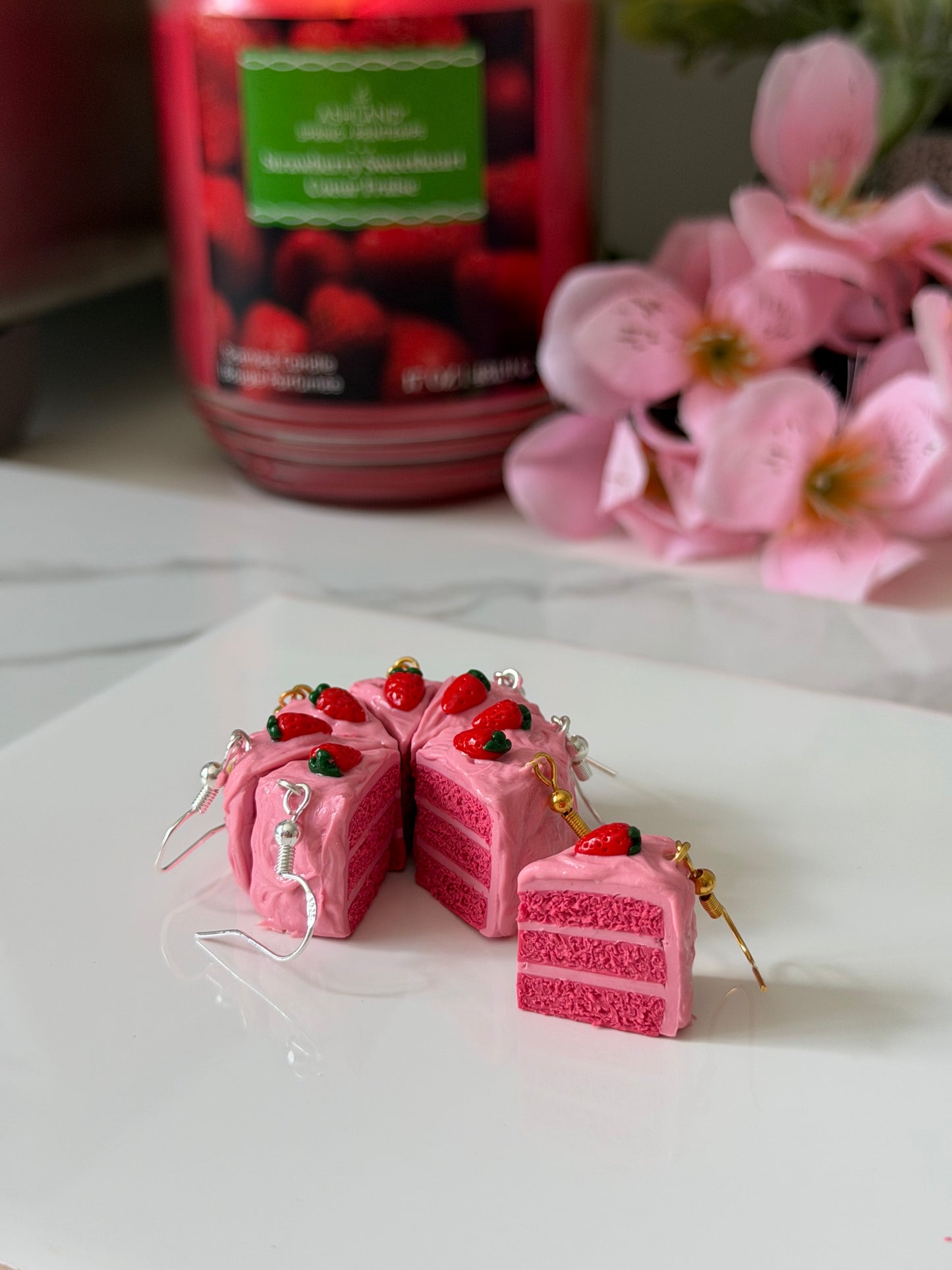strawberry cake earrings