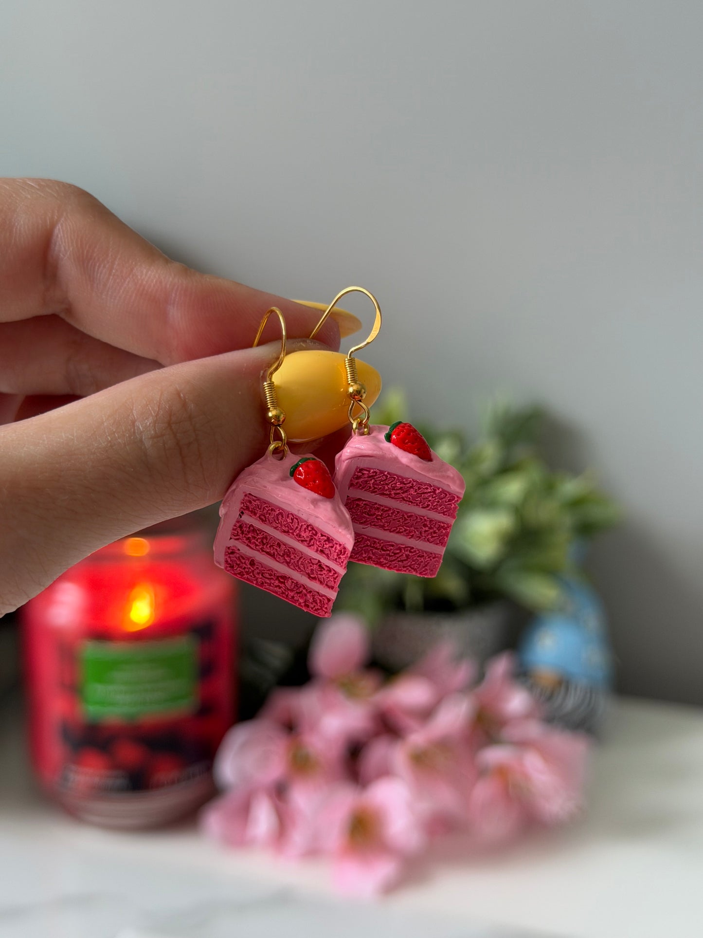 strawberry cake earrings