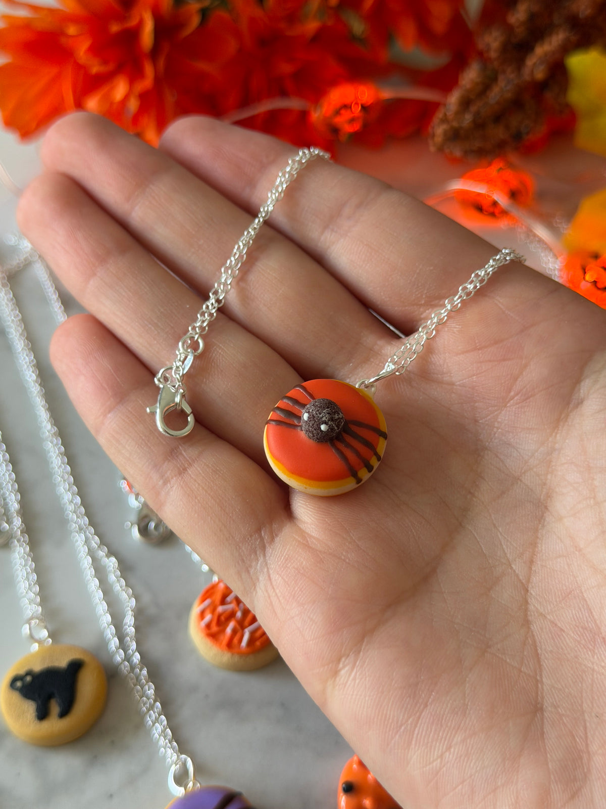 Spider donut necklace
