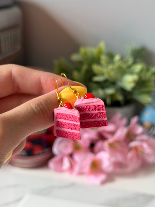 strawberry cake earrings