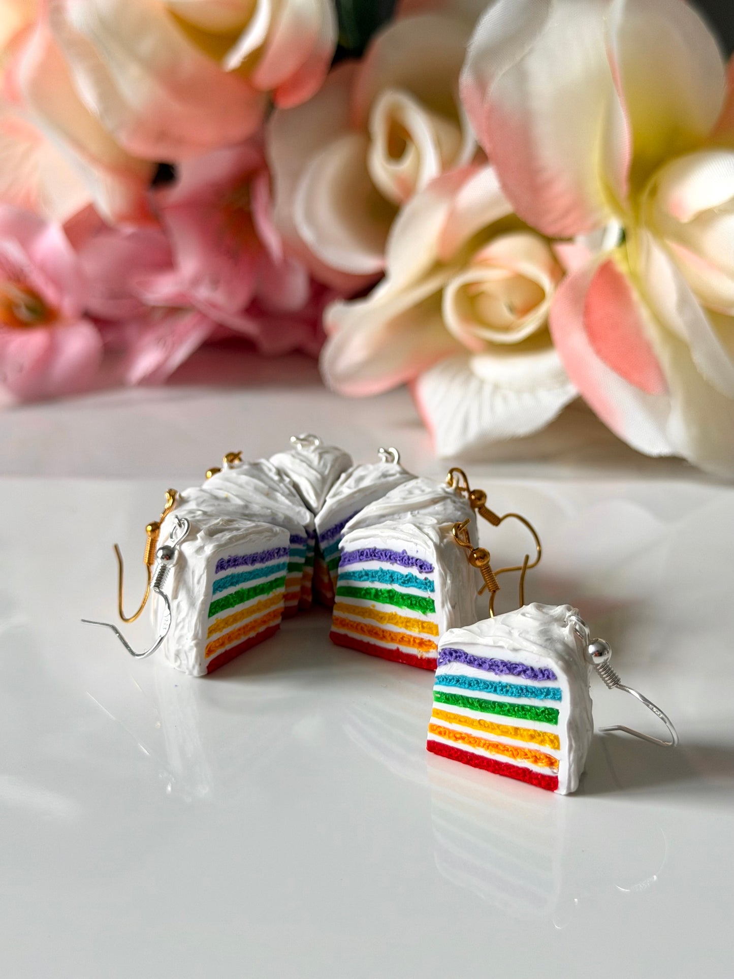 rainbow cake earrings