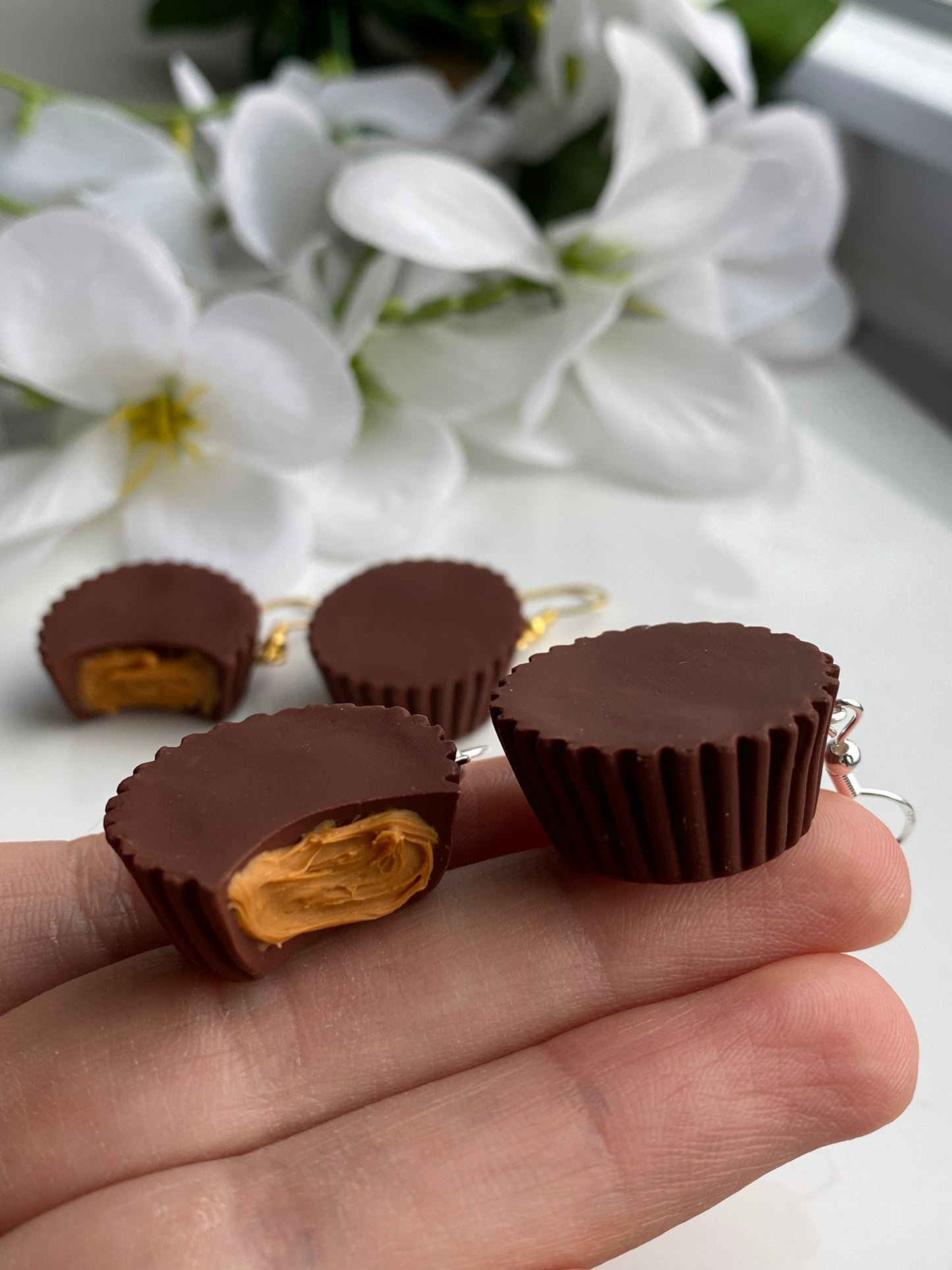 Peanut butter cup earrings