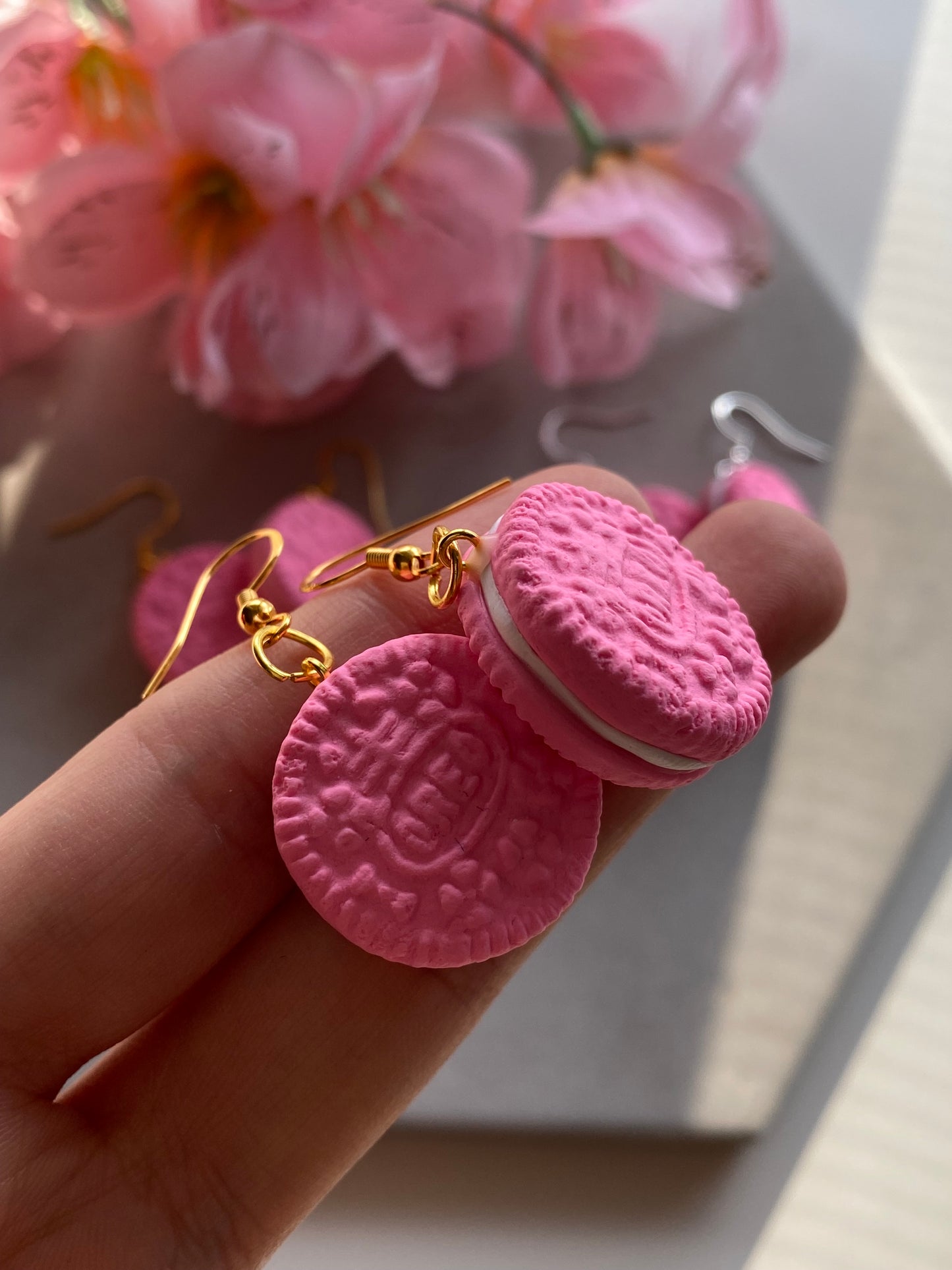 Pink Oreo earrings