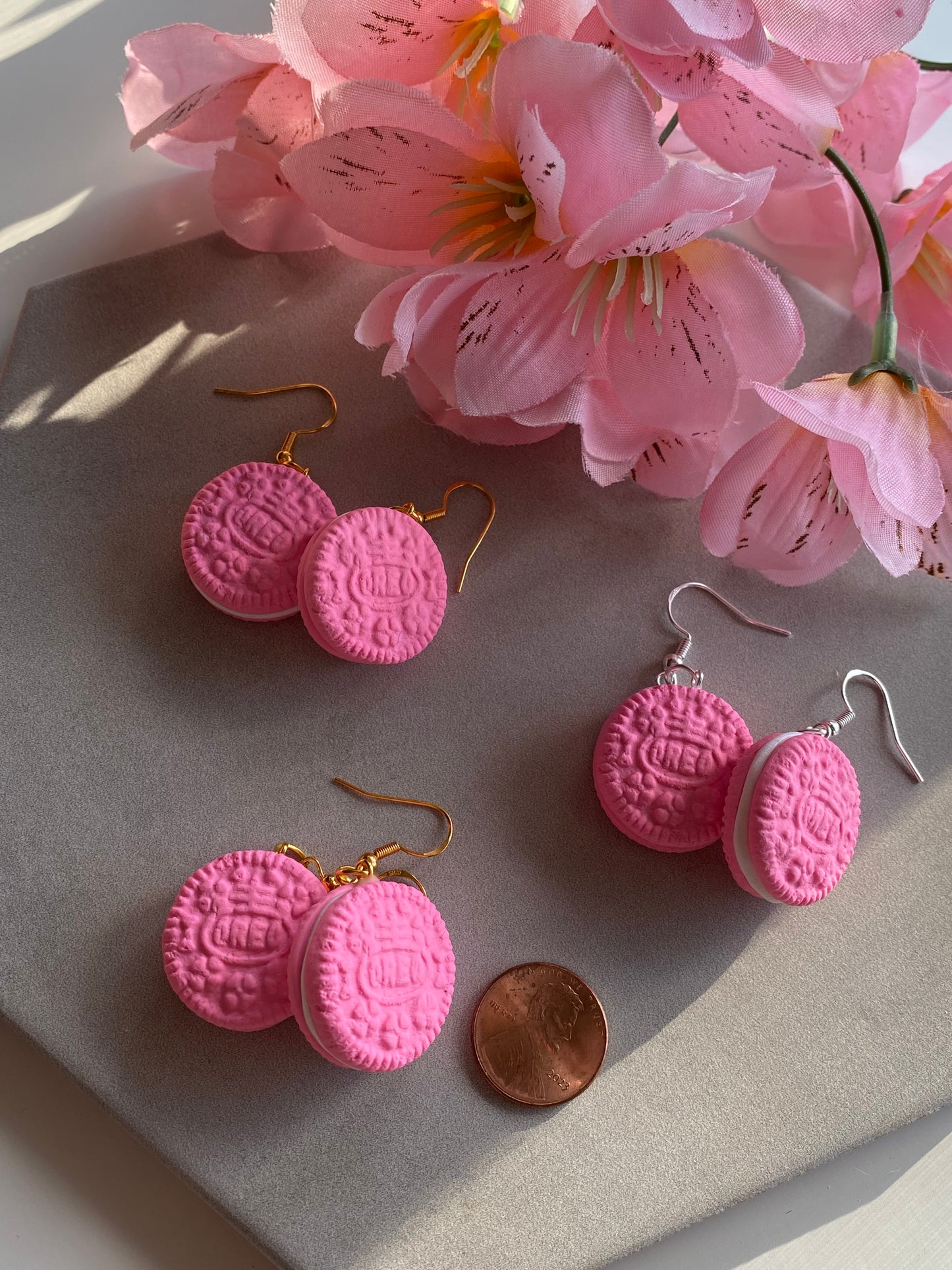 Pink Oreo earrings