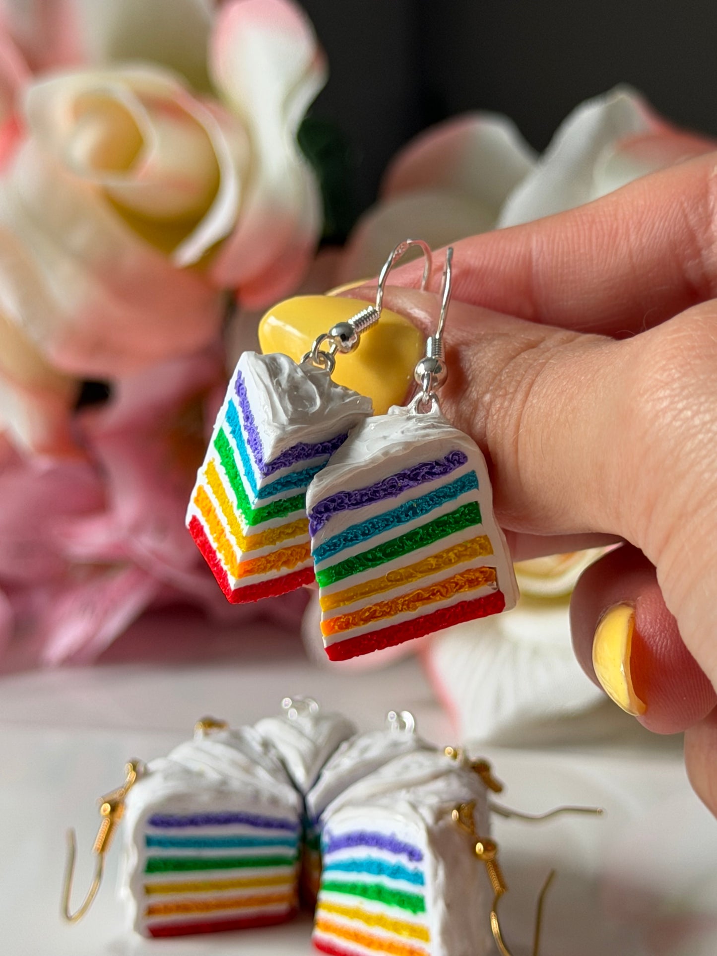 rainbow cake earrings