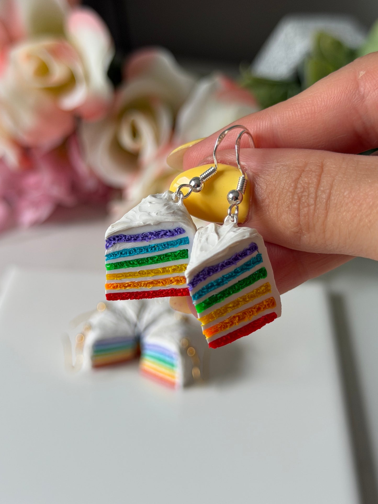 rainbow cake earrings