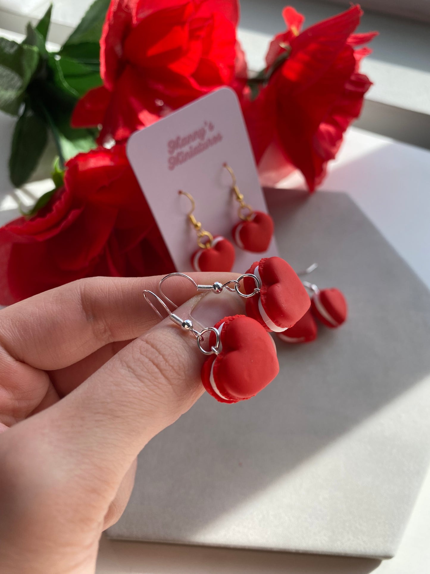 Heart macaron earrings