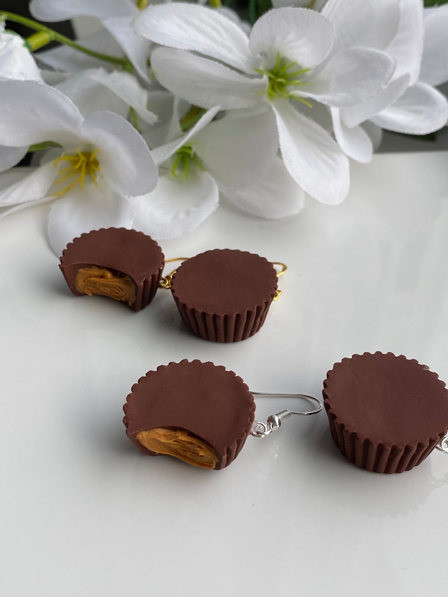 Peanut butter cup earrings