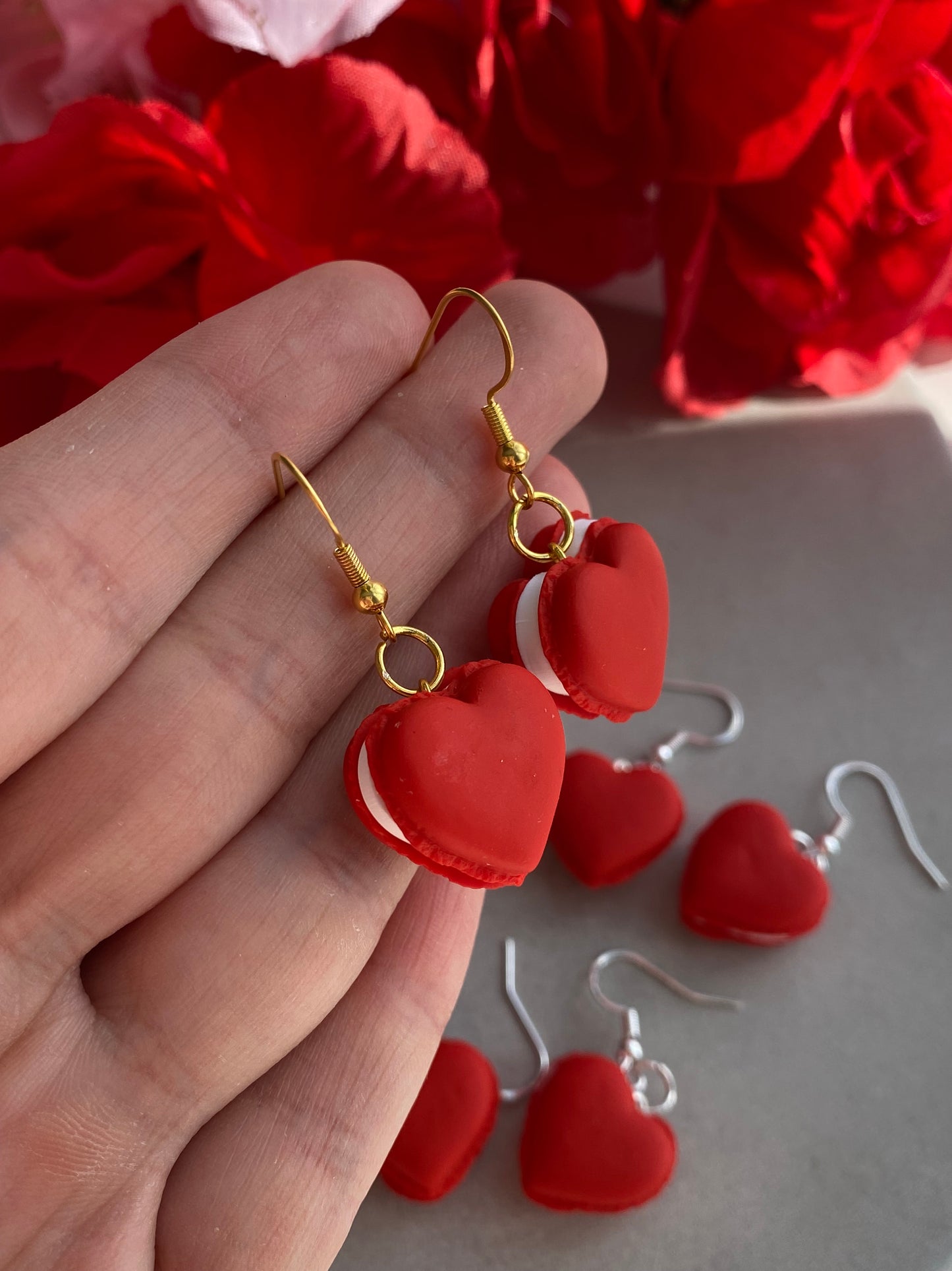 Heart macaron earrings
