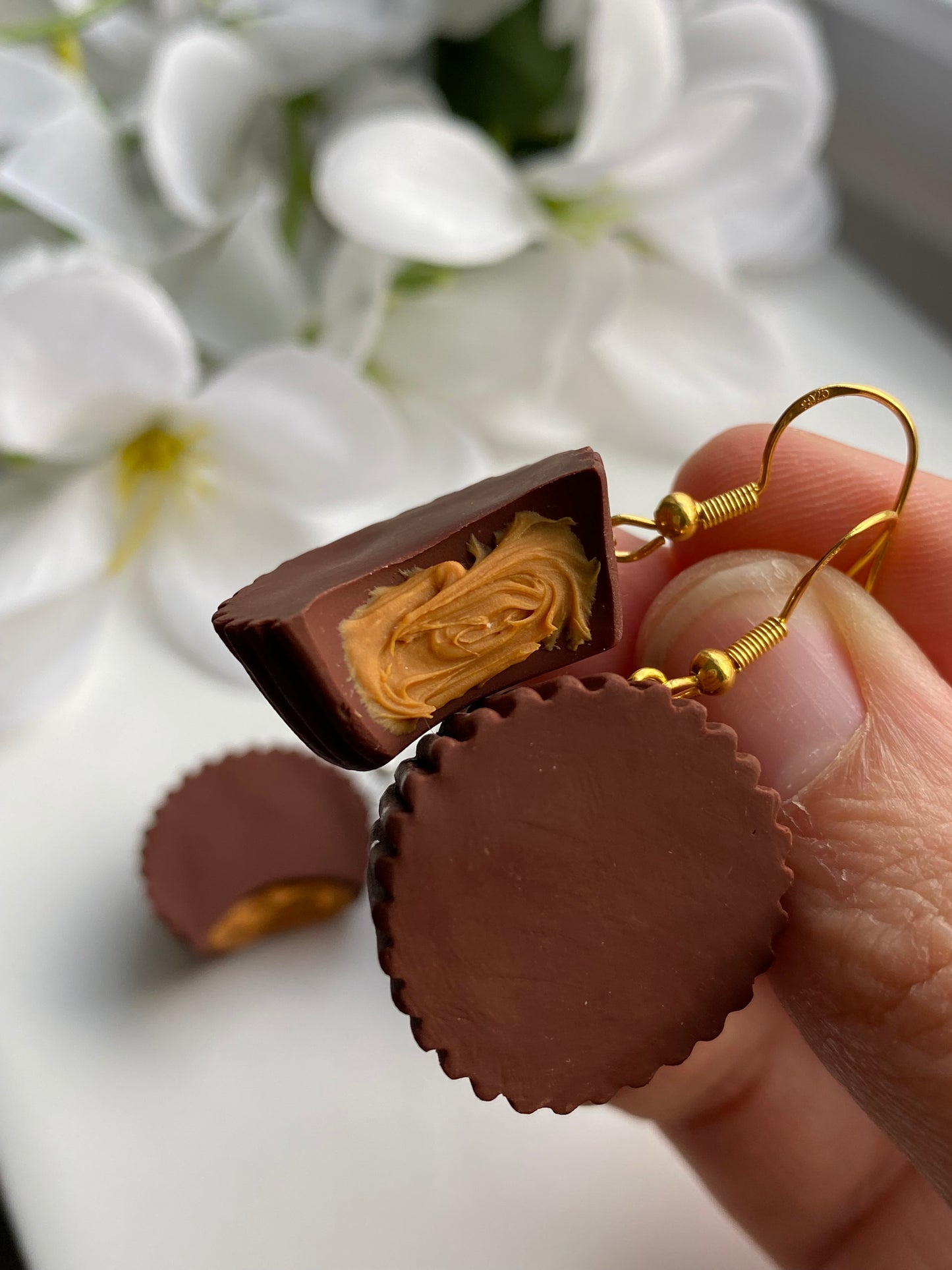 Peanut butter cup earrings