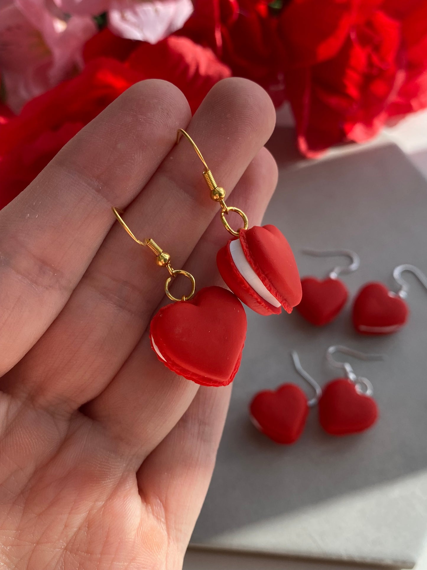 Heart macaron earrings