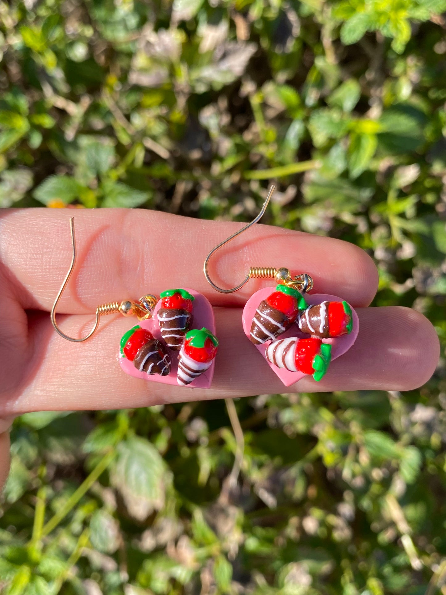 Chocolate covered strawberries earrings