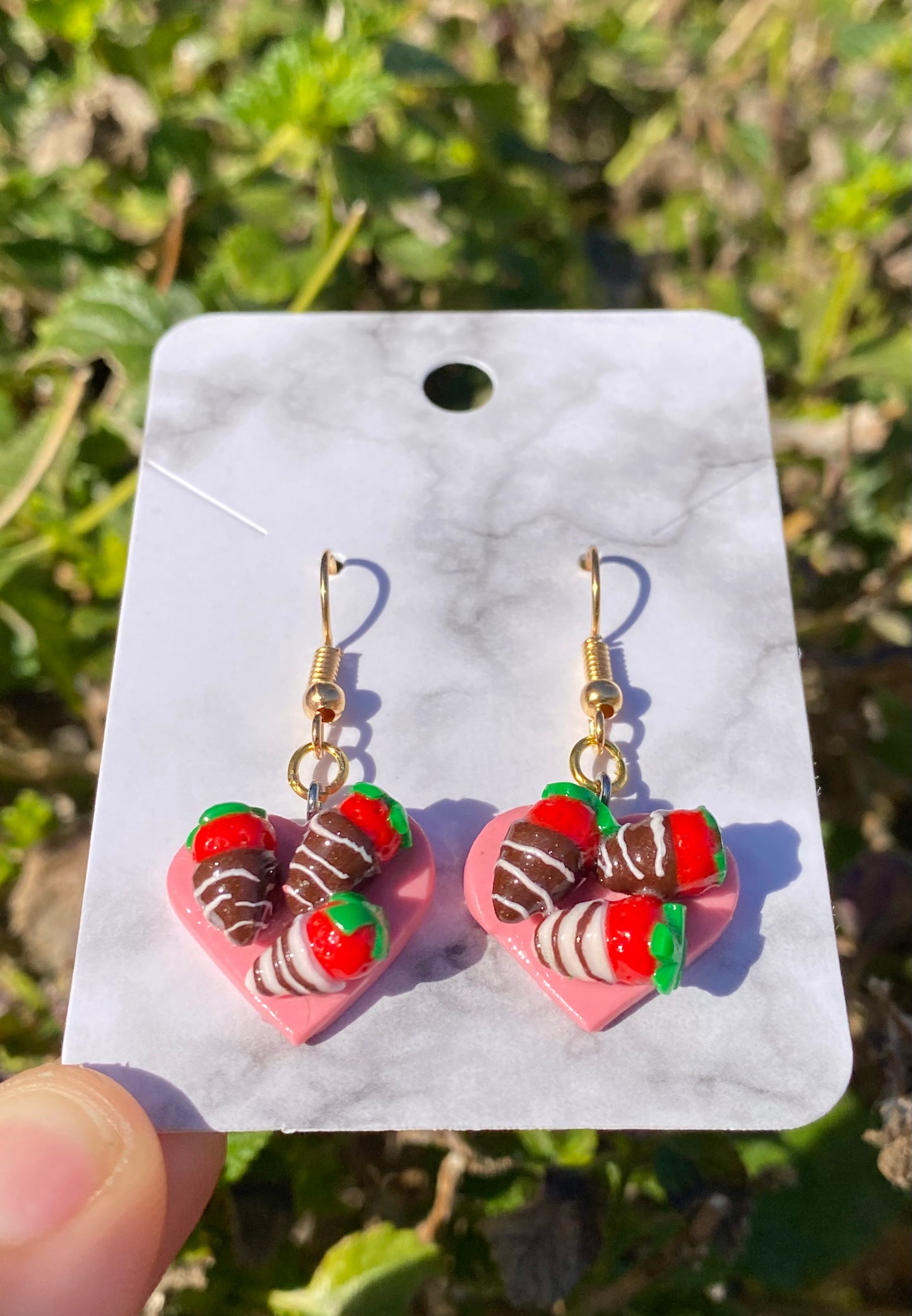 Chocolate covered strawberries earrings